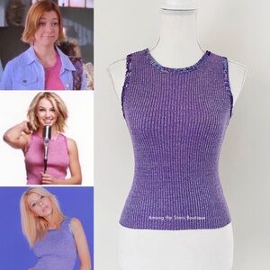 Super Rare Y2K Vintage Purple Sequined Tank ASO Christina, Britney + Willow